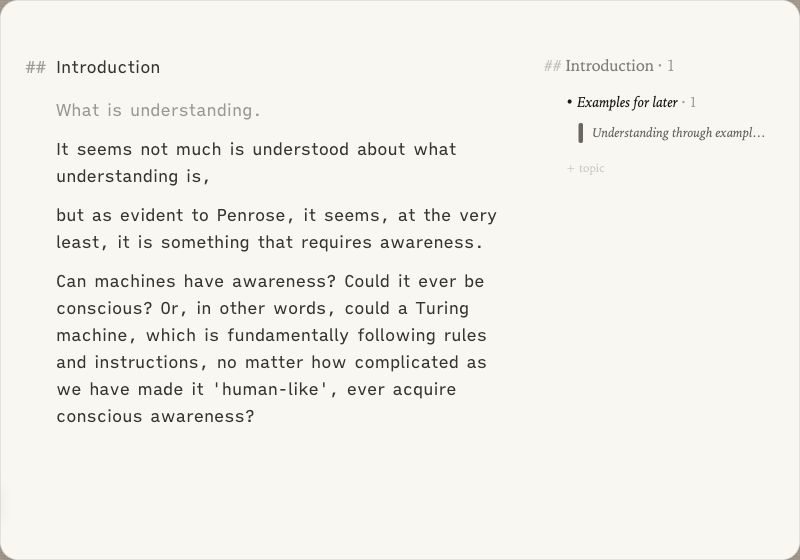 A highlight filed under Examples for later beside the Introduction section.